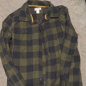 Cat & Jack Olive and Black Checkered Shirt
